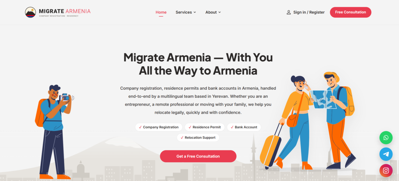 Screenshot of Custom WordPress Theme for Migrate Armenia – Immigration Website Case Study